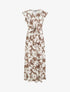 Robe longue imprimé fleurs tropicales à manches courtes - Marron - 1