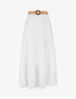 Jupe longue évasée en tissu texturé - Blanc - 1