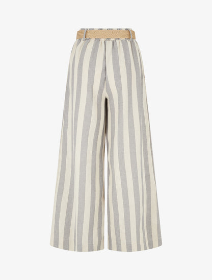 Pantalon élastiqué à imprimé rayures - Gris - 2