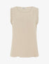 Top sans manches droit à broderies - Beige - 1
