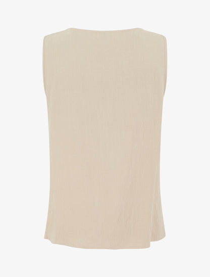 Top sans manches droit à broderies - Beige - 2