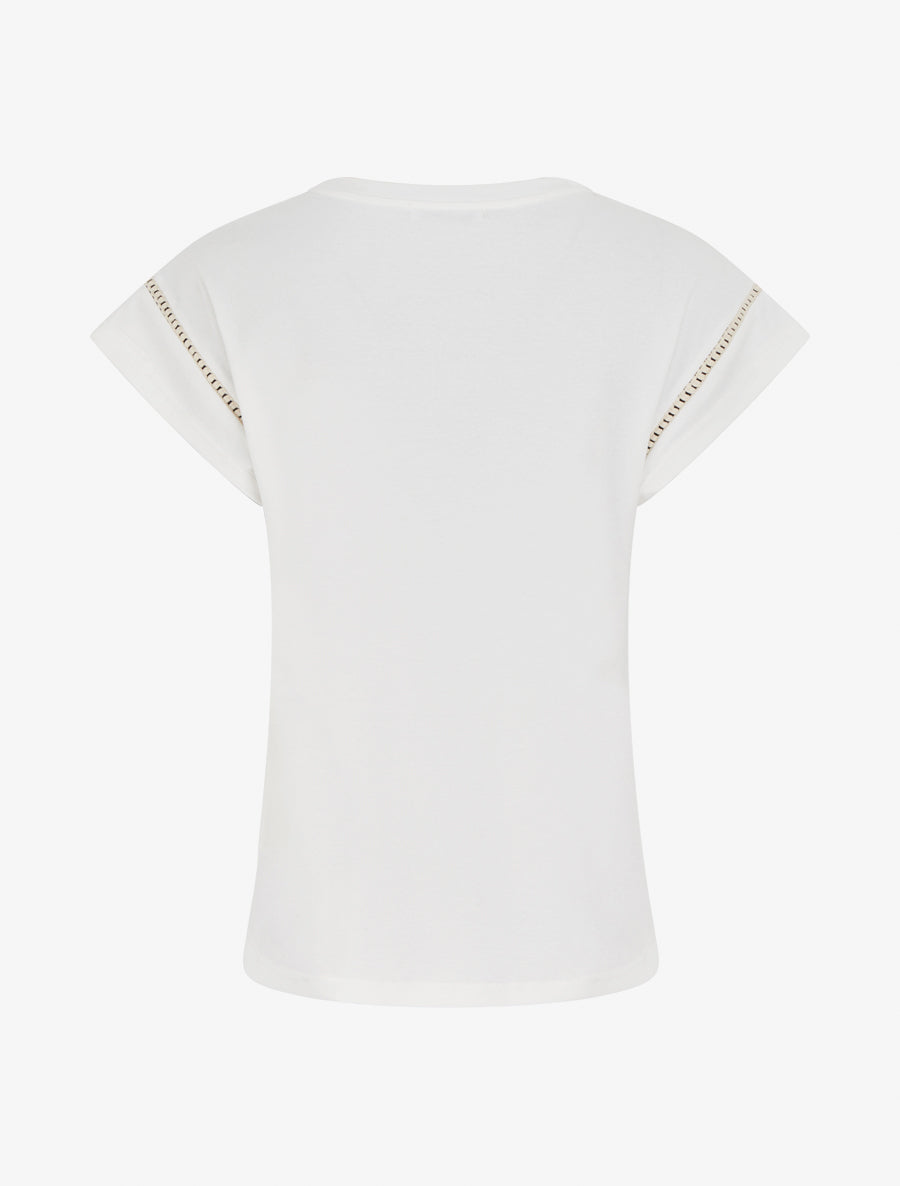 T-shirt manches courtes à palmier brodé - Blanc - 2