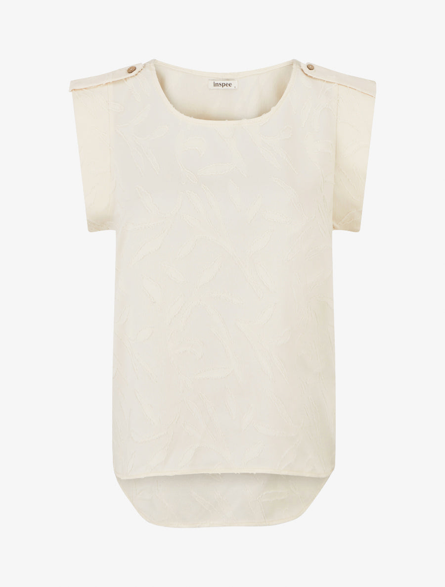 Top droit sans manches en tissu texturé - Beige - 1