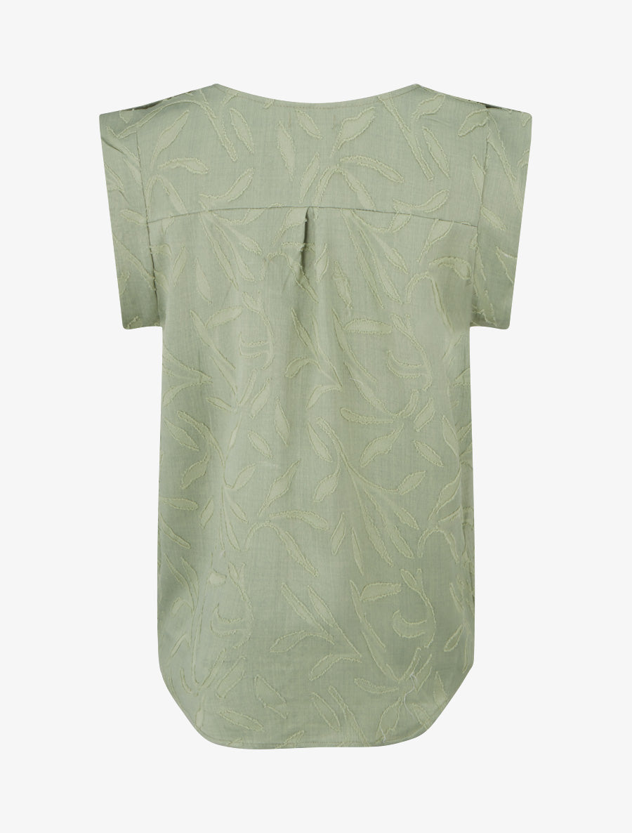 Top droit sans manches en tissu texturé - Kaki - 2