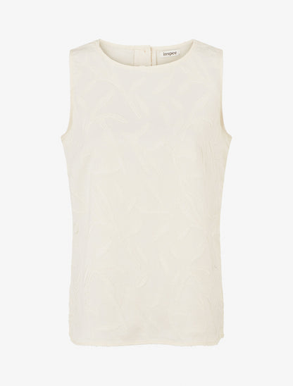 Top sans manches en tissu texturé - Beige clair - 1