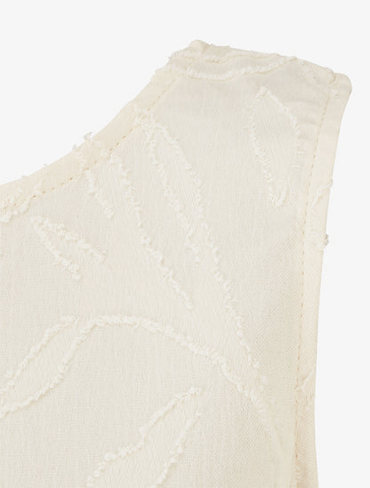 Top sans manches en tissu texturé - Beige clair - 3