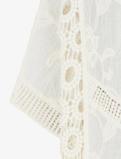 Top ample brodé à manches courtes - Écru - 3