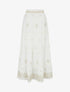 Jupe longue élastiquée à broderie - Blanc - 1