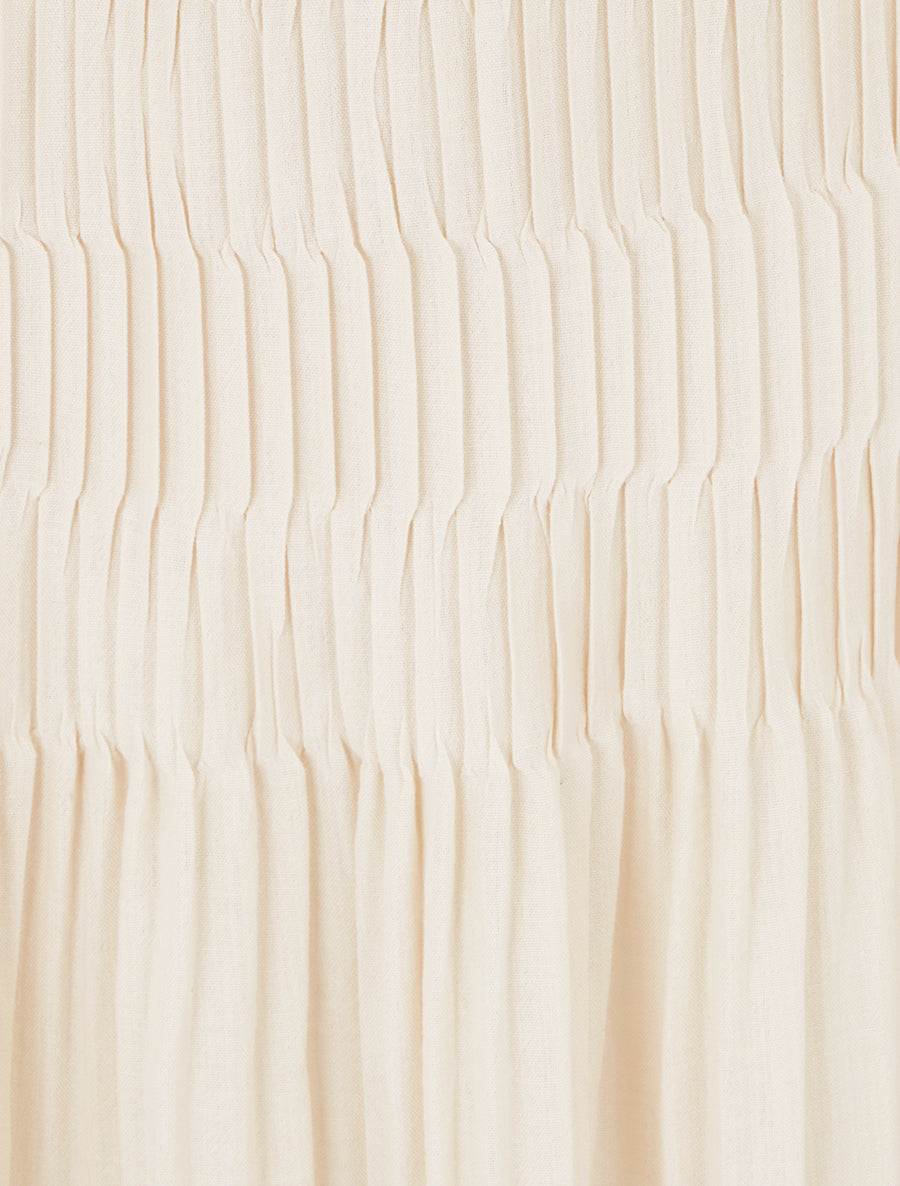 Jupe longue plissée à taille élastiquée - Beige - 3