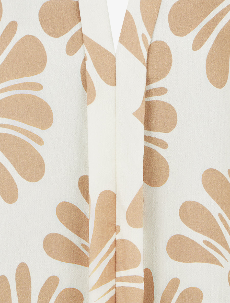 Top sans manches imprimé fleurs stylisées - Beige - 3