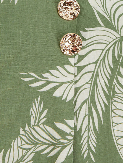 Top imprimé à boutons décoratifs - Kaki - 3