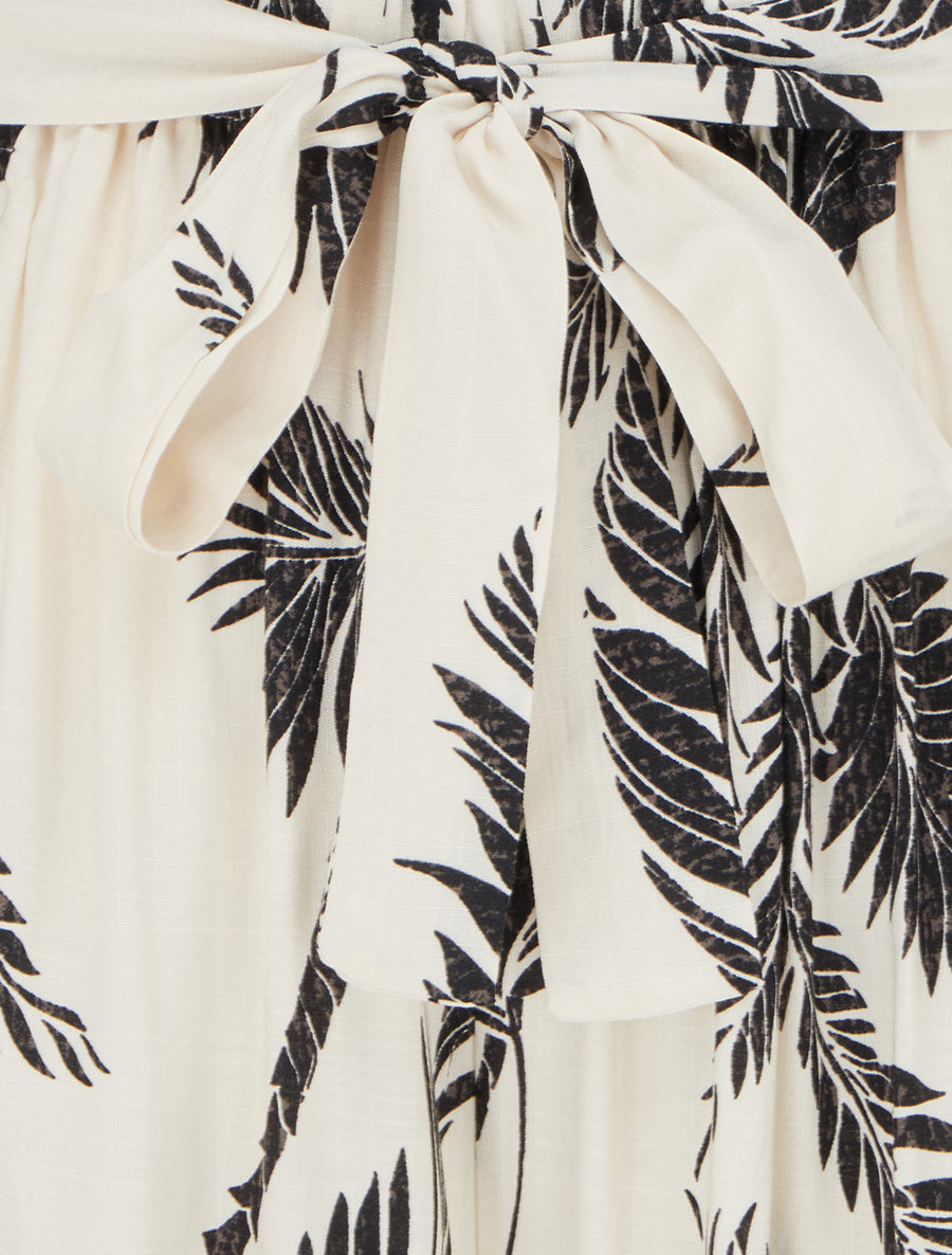 Pantalon élastiquée fluide imprimé feuillage - Beige - 3