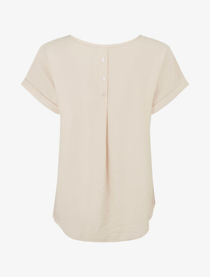 Top ample manches courtes à détail plissé - Beige - 2