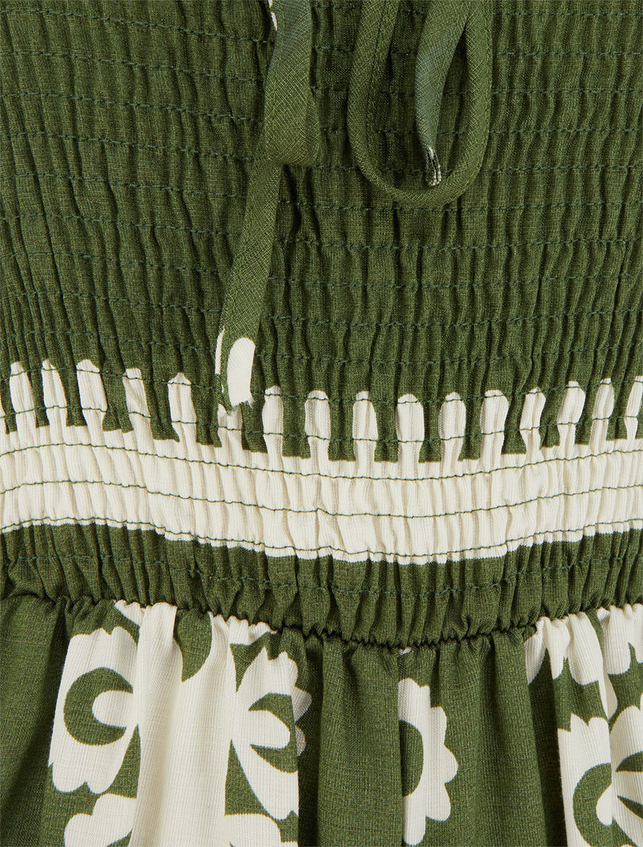 Combinaison à bustier élastiquée et imprimé graphique - Kaki - 3