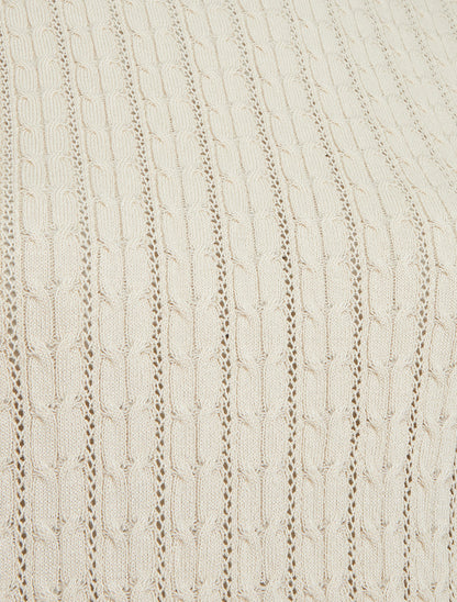 Pull uni ajouré à manches courtes - Beige - 3