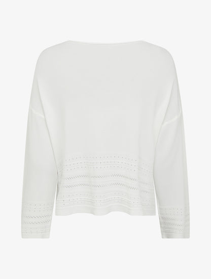 Top droit en maille à bords fantaisie - Blanc - 2