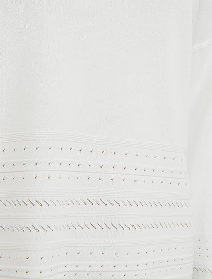 Top droit en maille à bords fantaisie - Blanc - 3