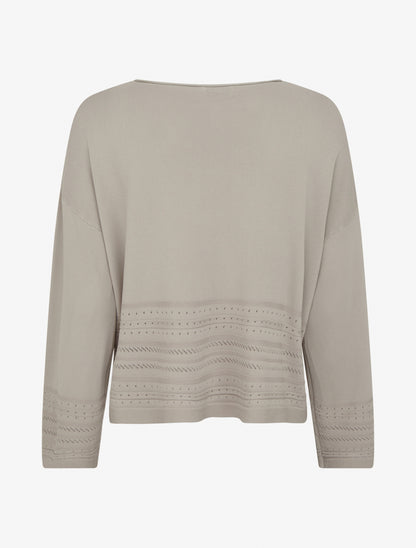 Top droit en maille à bords fantaisie - Taupe - 2