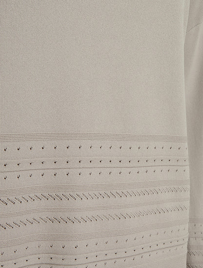 Top droit en maille à bords fantaisie - Taupe - 3