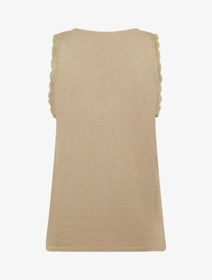 Débardeur en maille irisée à dentelle - Taupe - 2