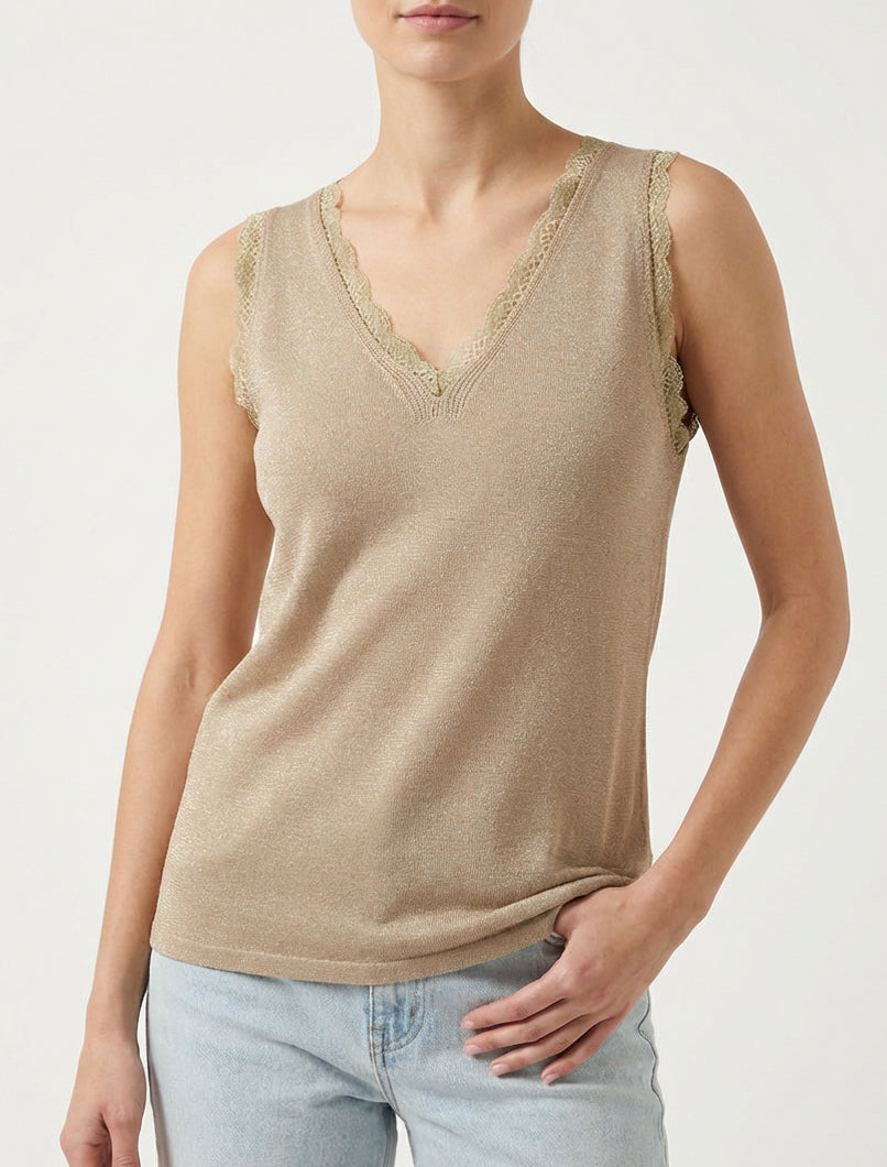 Irisé gebreid hemd met kant - Mol