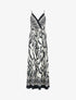 Robe longue élastiquée à imprimé fantaisie - Noir - 1