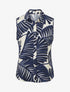 Chemise sans manches imprimé feuille de palmier - Marine - 1