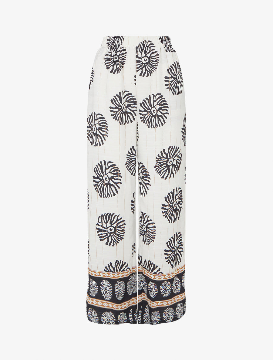 Pantalon droite imprimé anémones - Écru - 1