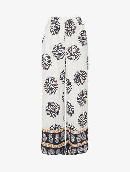 Pantalon droite imprimé anémones - Écru - 1