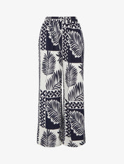 Pantalon ample imprimé feuille de palmier - Marine - 1