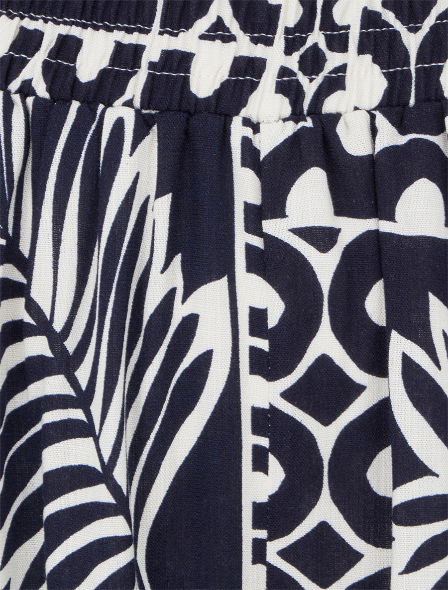 Pantalon ample imprimé feuille de palmier - Marine - 3