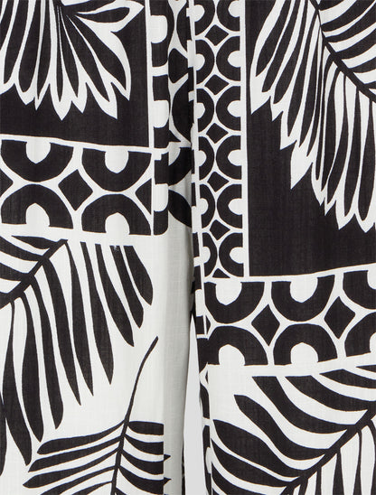 Pantalon ample imprimé feuille de palmier - Noir - 3