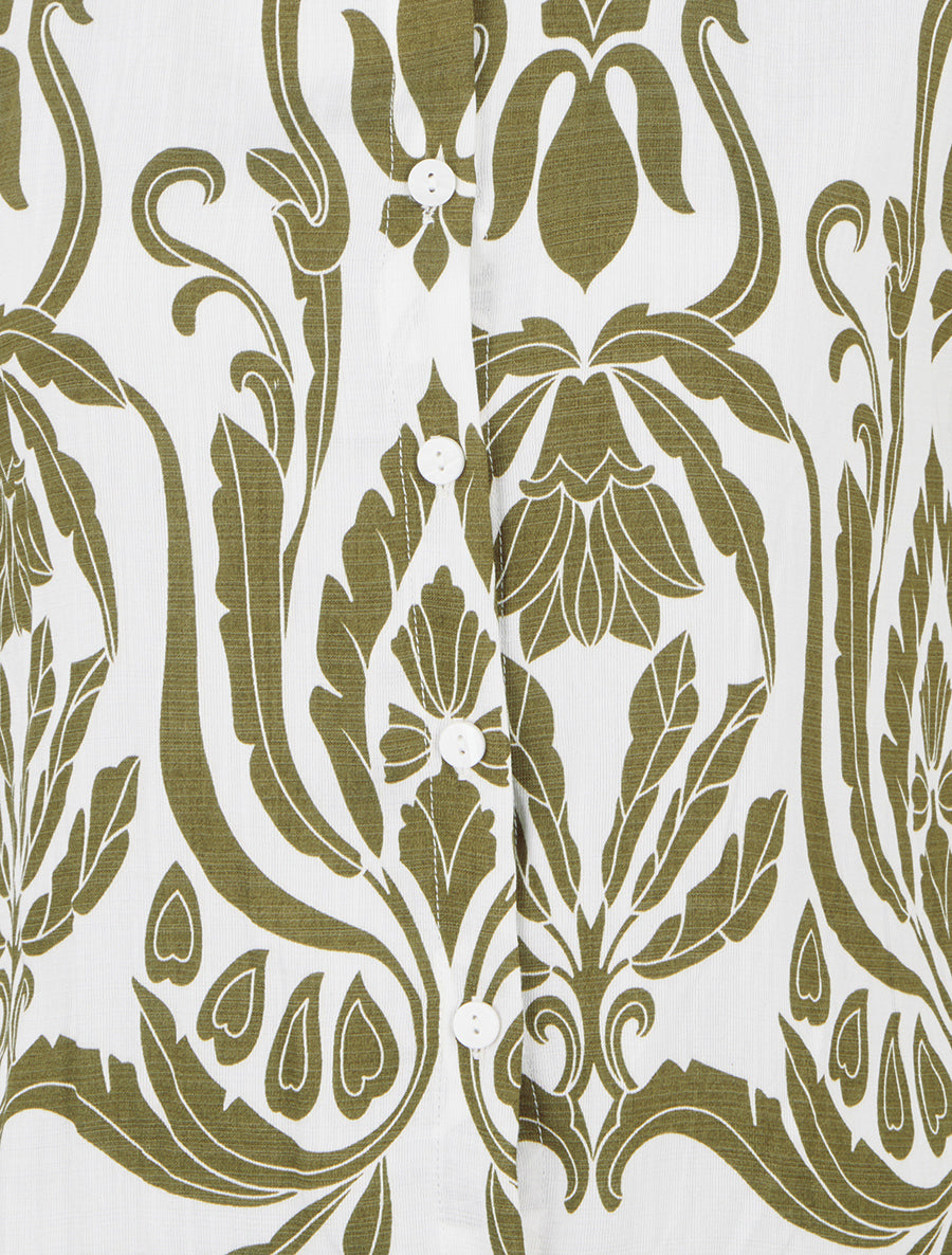 Chemise droite sans manches motif arabesque - Kaki - 3