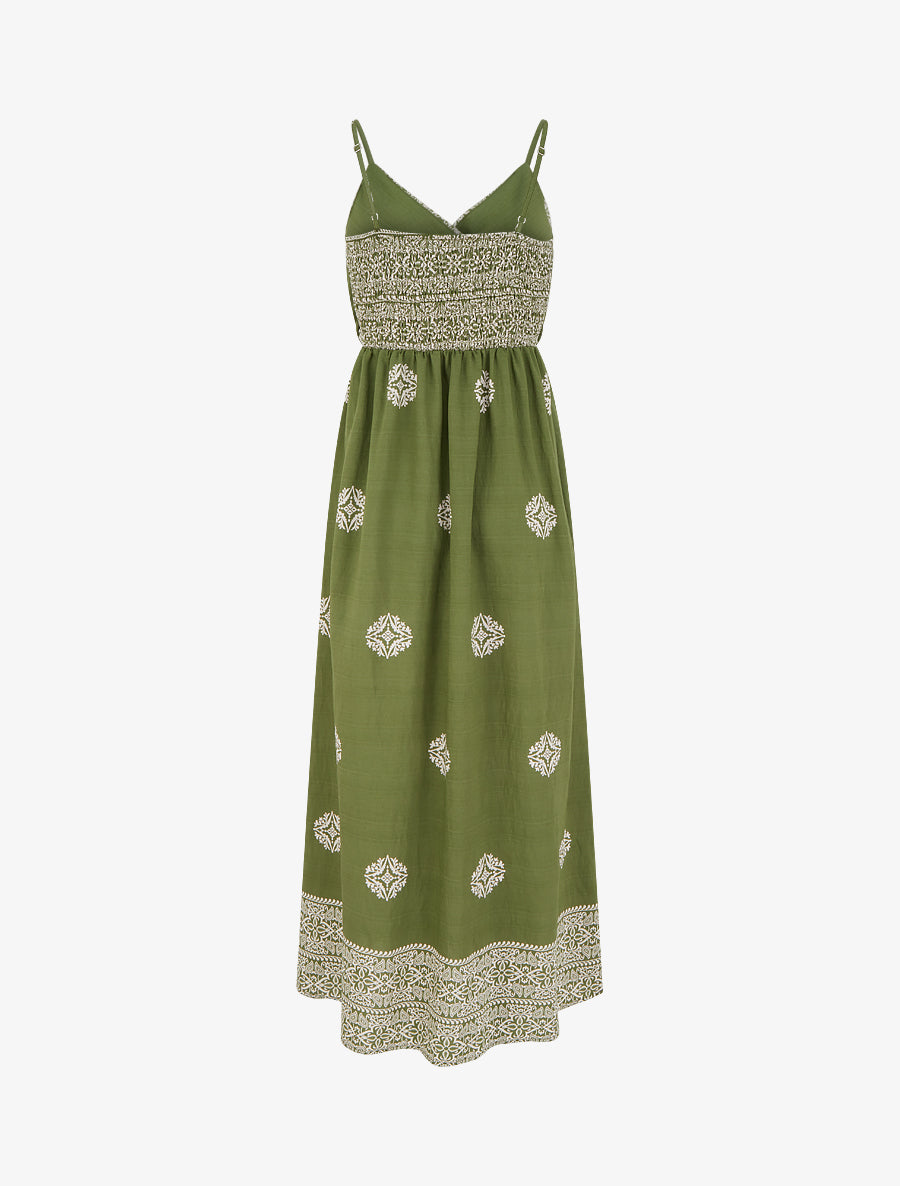 Robe longue bohème imprimé arabesque - Kaki - 2