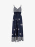 Robe longue bohème imprimé arabesque - Marine - 1