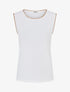 T-shirt uni sans manches à détail broderies - Blanc - 1