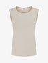 T-shirt uni sans manches à détail broderies - Beige - 1