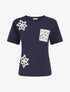 T-shirt manches courtes à poche brodée - Marine - 1