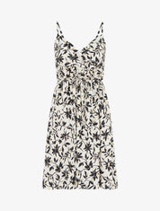 Robe imprimé feuillage à détail irisé - Blanc - 1