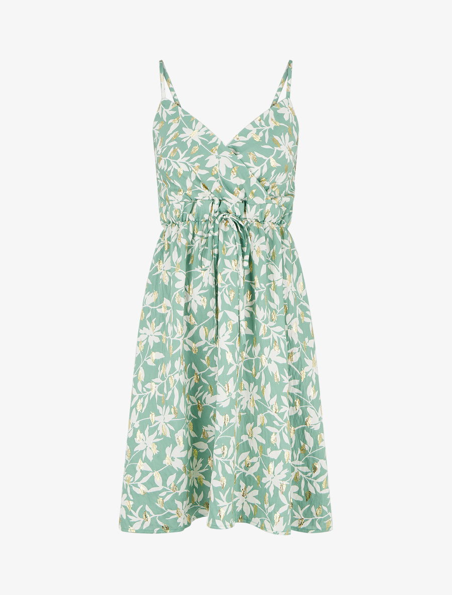 Robe imprimé feuillage à détail irisé - Vert d&