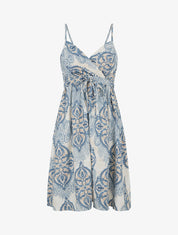 Robe mi-longue imprimé baroque - Bleu - 1