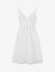 Robe mi-longue à motif floral ajouré - Blanc - 1