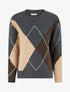Pull en maille à imprimé color block - Gris - 1