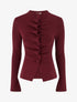Gilet en maille effet ruché - Bordeaux - 1