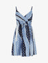 Robe mi-longue imprimé abstrait à détail irisé - Bleu - 1