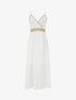 Robe longue uni à buste brodé - Écru - 1