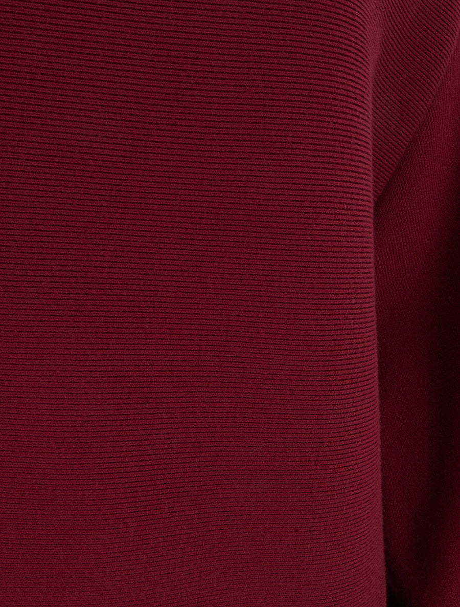 Pull droit à col montant et manches chauve-souris - Bordeaux - 3