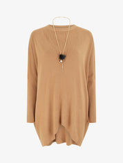 Pull long uni asymétrique - Camel - 1