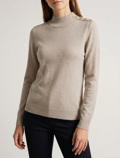 Effen trui met decoratieve knopen op de schouder - Mol