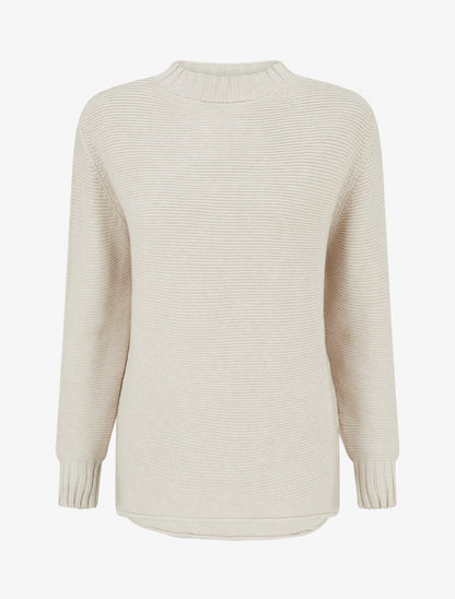 Pull ample à col montant - Taupe clair - 1